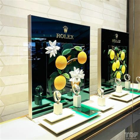 rolex dealer display|rolex window display.